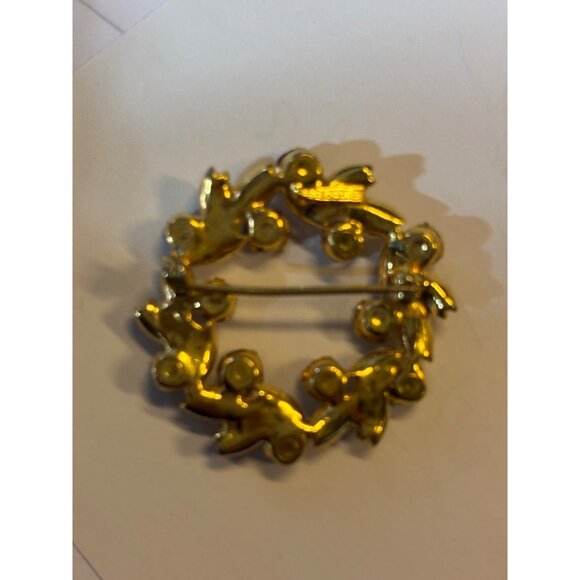 Eisenberg Gold-Tone Multi-Color Rhinestone Circle Brooch Vintage Jewelry Accesso - Picture 3 of 5